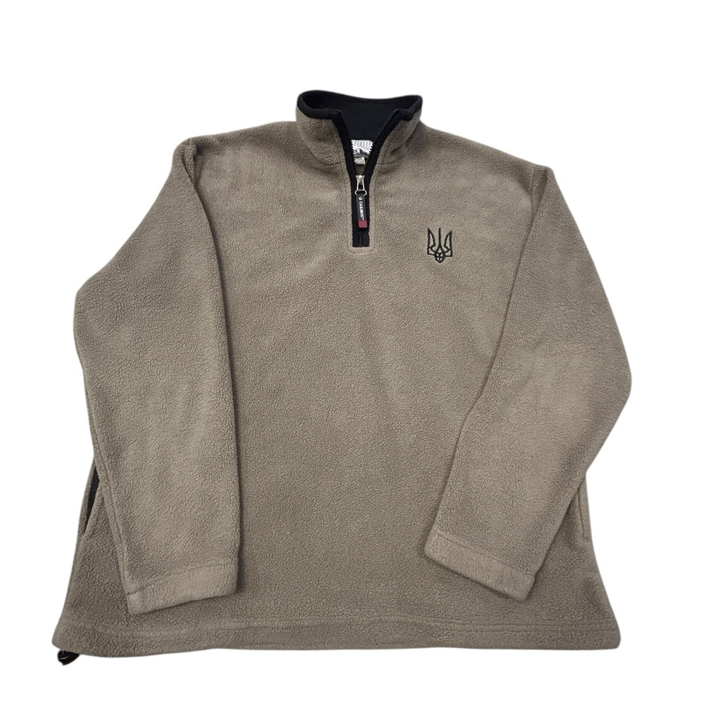 Caribou Fleece 1/4 Zip Pullover with Ukraine Coat of Arms‎ the Tryzub M